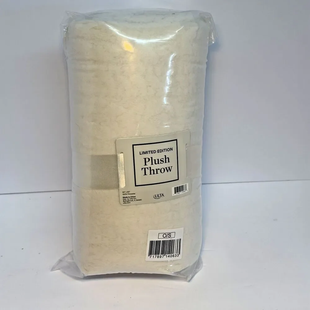White Ulta Beauty Limited Edition Cream Color Plush Throw Blanket 50